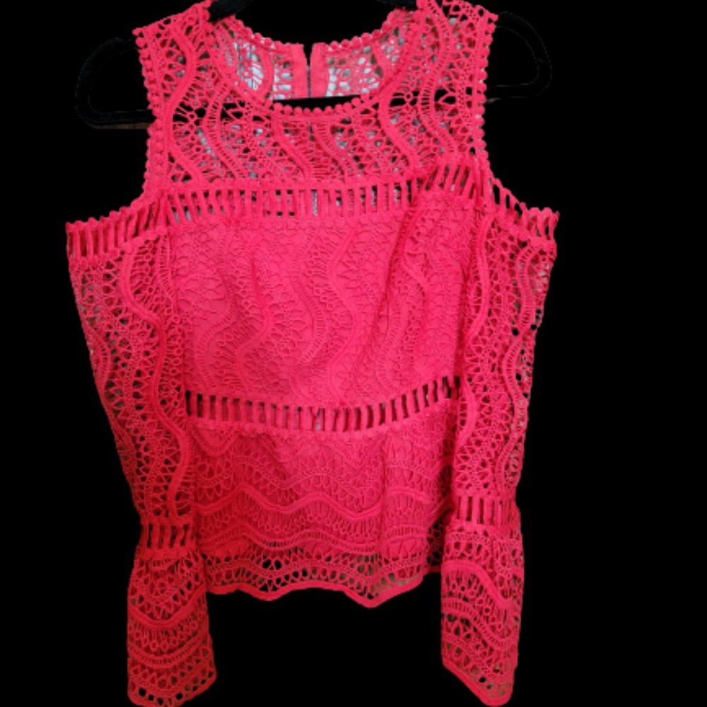 Red Hot Cold Shoulder Top